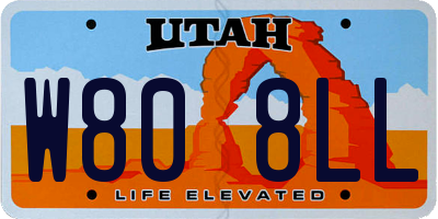 UT license plate W808LL