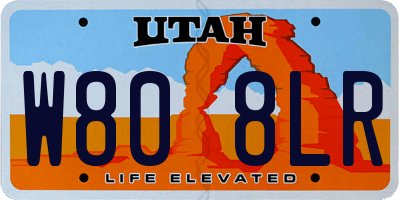 UT license plate W808LR