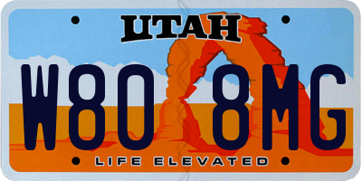 UT license plate W808MG