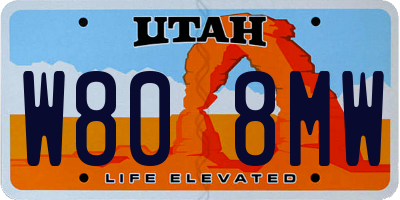 UT license plate W808MW