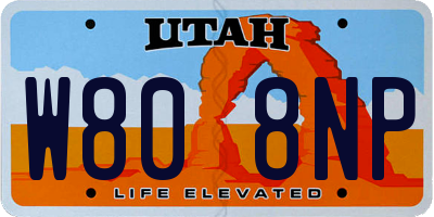 UT license plate W808NP