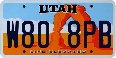UT license plate W808PB