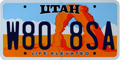 UT license plate W808SA