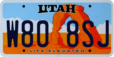 UT license plate W808SJ