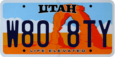 UT license plate W808TY
