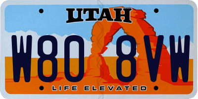 UT license plate W808VW