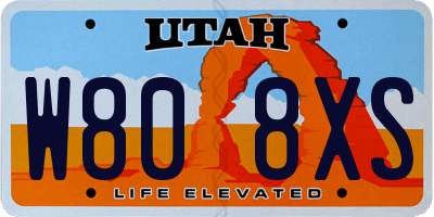 UT license plate W808XS