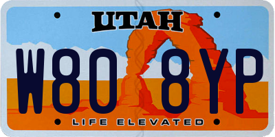 UT license plate W808YP