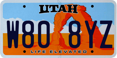 UT license plate W808YZ