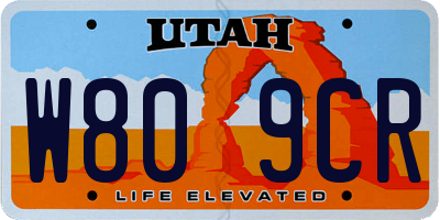 UT license plate W809CR