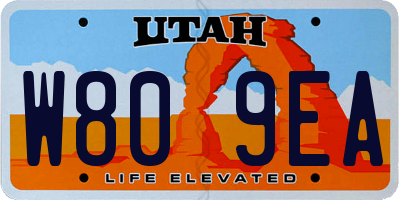 UT license plate W809EA