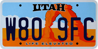 UT license plate W809FC