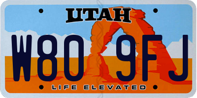 UT license plate W809FJ