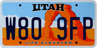 UT license plate W809FP