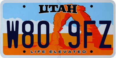UT license plate W809FZ