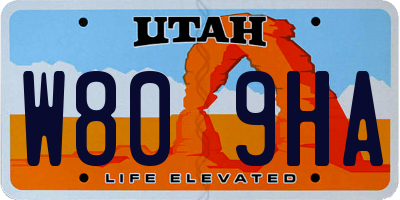 UT license plate W809HA