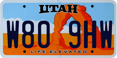 UT license plate W809HW