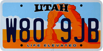 UT license plate W809JB