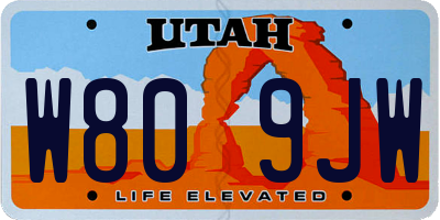 UT license plate W809JW