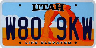 UT license plate W809KW