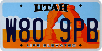 UT license plate W809PB