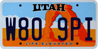 UT license plate W809PI