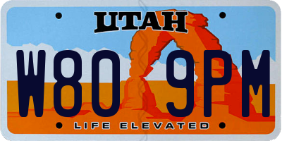 UT license plate W809PM