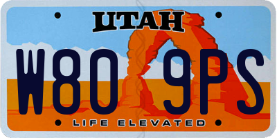 UT license plate W809PS