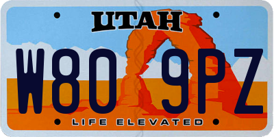 UT license plate W809PZ