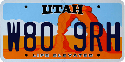 UT license plate W809RH