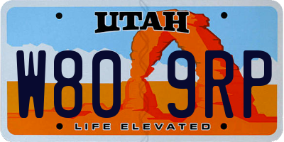 UT license plate W809RP