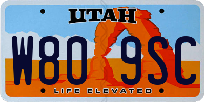 UT license plate W809SC