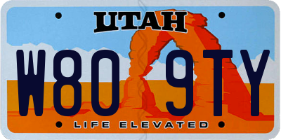 UT license plate W809TY