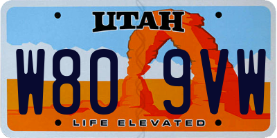 UT license plate W809VW