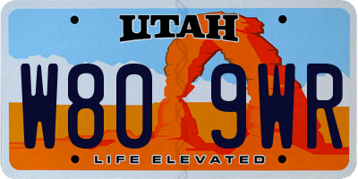 UT license plate W809WR