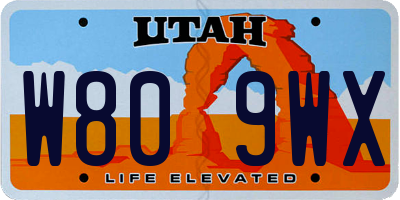 UT license plate W809WX