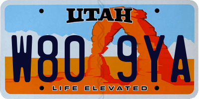 UT license plate W809YA