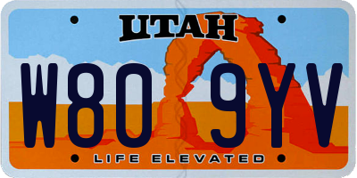 UT license plate W809YV
