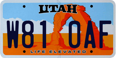 UT license plate W810AF