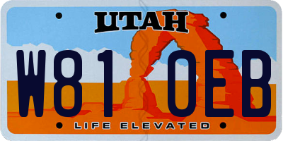 UT license plate W810EB