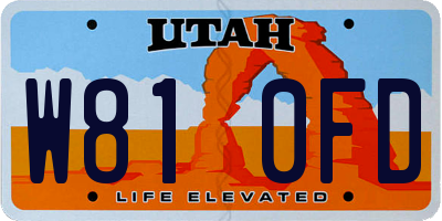 UT license plate W810FD