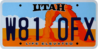 UT license plate W810FX