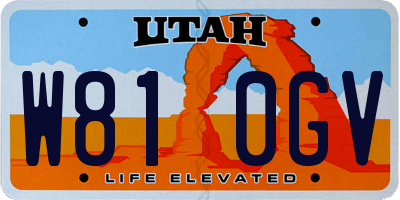 UT license plate W810GV