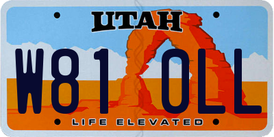 UT license plate W810LL