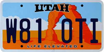 UT license plate W810TI
