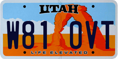 UT license plate W810VT