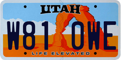 UT license plate W810WE