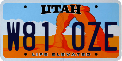 UT license plate W810ZE