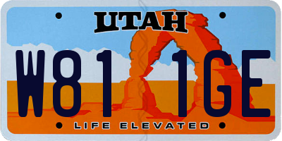 UT license plate W811GE