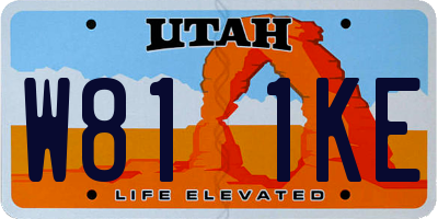 UT license plate W811KE